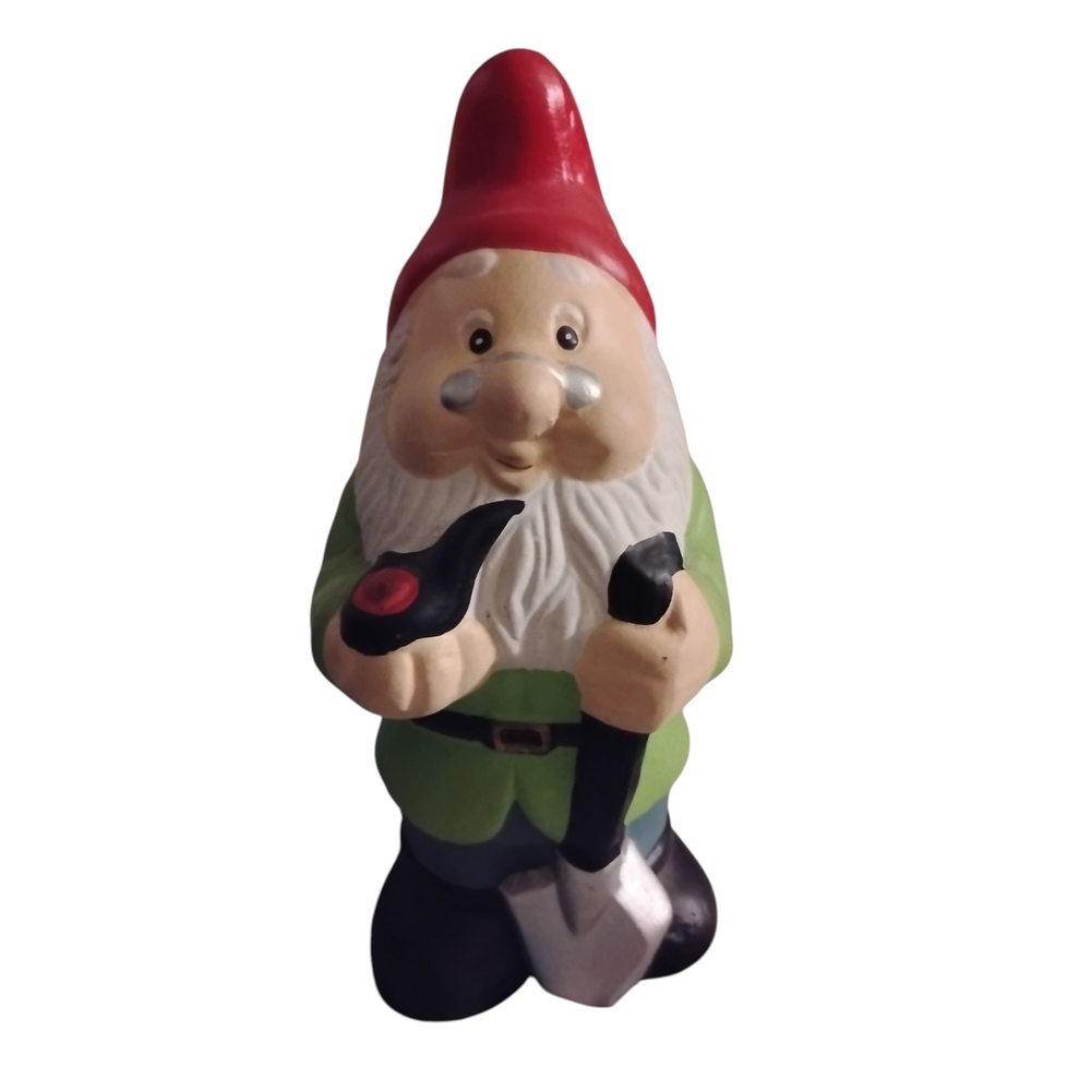 Hand Painted Garden Gnome Ceramic Colorful Indoor Outdoor Decor Festive 10"